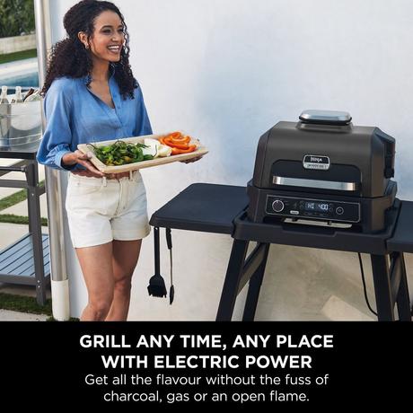 Ninja OG850UK Pro XL Electric BBQ Grill and Smoker with Cover OG850UKKIT Open Box Clearance