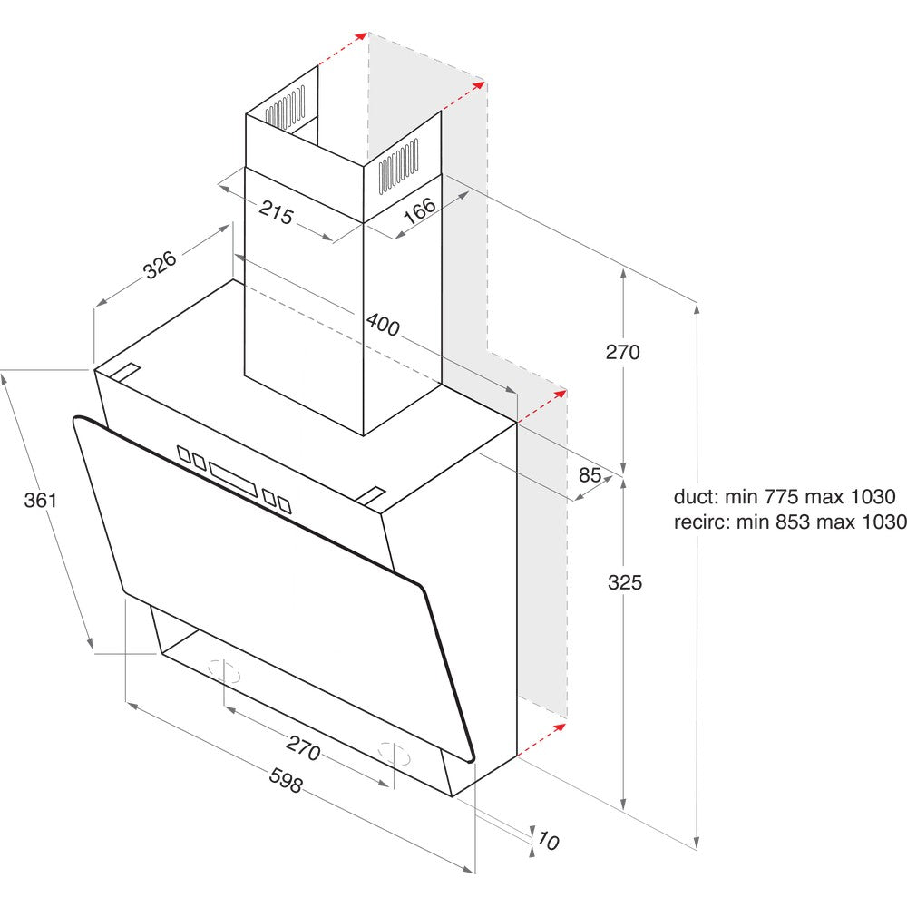 Hotpoint PHVP64FALK 60cm Angled Cooker Hood