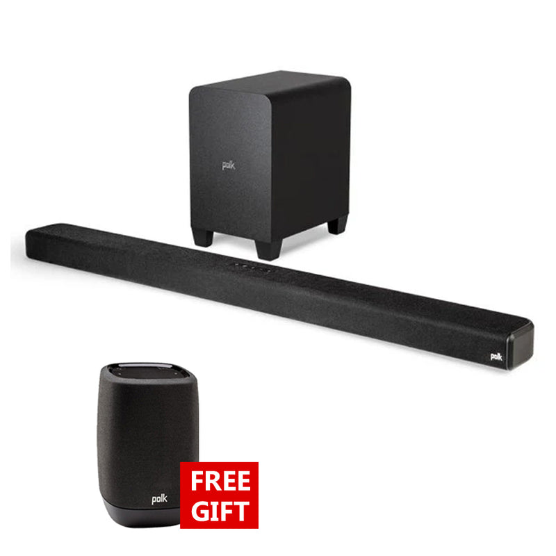 Polk Signa S4 Dolby Atmos Soundbar & Wireless Subwoofer FREE Gift Polk Assist Bluetooth Speaker