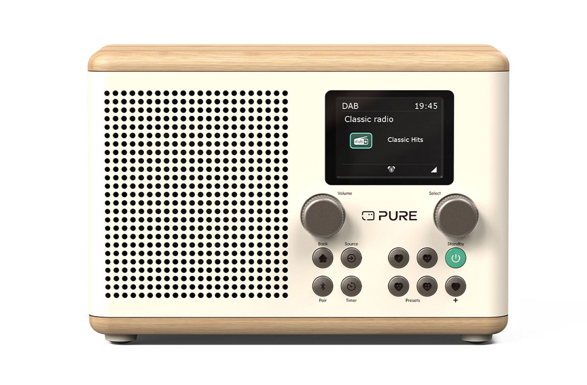 Pure Classic H4 DAB+ FM Portable Digital Radio with Bluetooth Cotton White