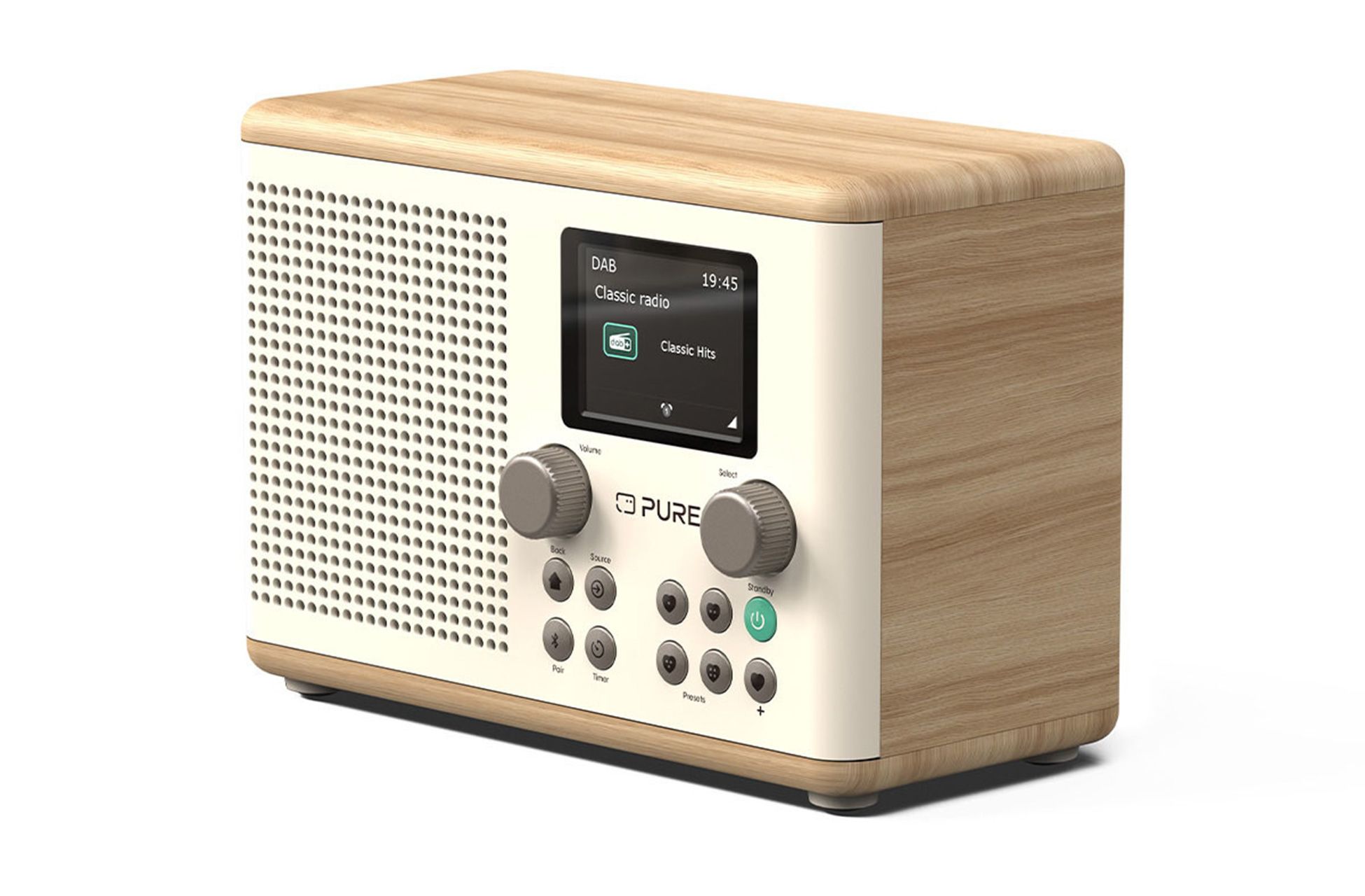 Pure Classic H4 DAB+ FM Portable Digital Radio with Bluetooth Cotton White