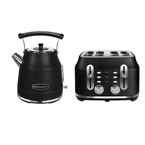 Rangemaster RMCLDK201BK Kettle With RMCL4S201BK 4 Slice Toaster Bundle Black