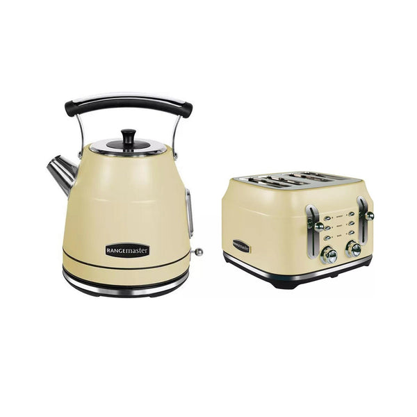 Rangemaster RMCLDK201CM Kettle With RMCL4S201CM 4 Slice Toaster Bundle Cream