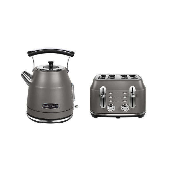 Rangemaster RMCLDK201GY Kettle With RMCL4S201GY 4 Slice Toaster Bundle Grey