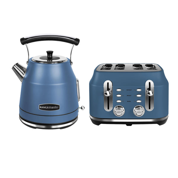 Rangemaster RMCLDK201SB Kettle With RMCL4S201SB 4 Slice Toaster Bundle Stone Blue