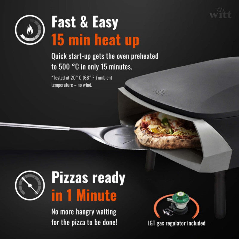 Witt Etna Rotante 16 Inches Pizza Oven with Rotating Turntable Black