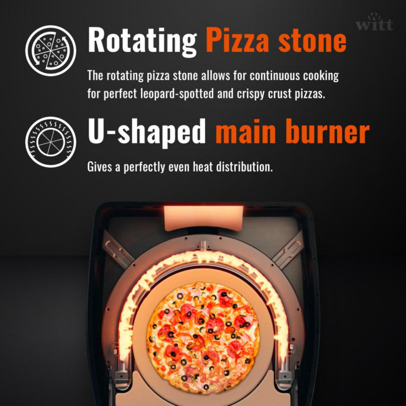 Witt Etna Rotante 16 Inches Pizza Oven with Rotating Turntable Stone