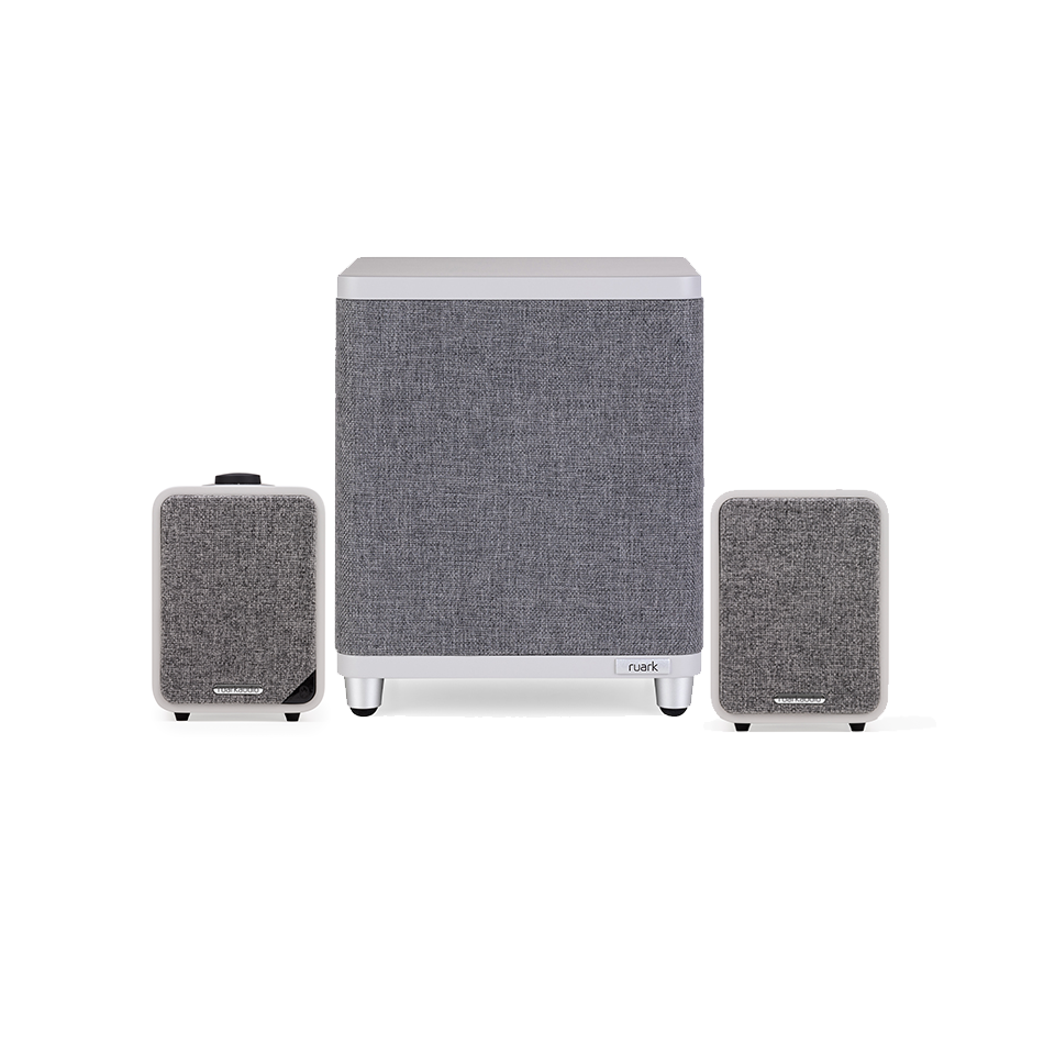 Ruark RS1 Subwoofer with MR1 Mk2 Active Bluetooth Speakers Pair Grey