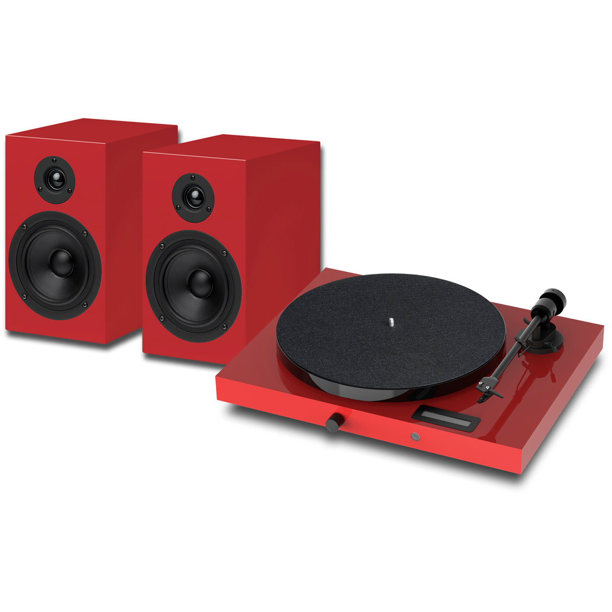 Pro-Ject Juke Box E1 Turntable Set with Speaker Box 5 Speakers Red