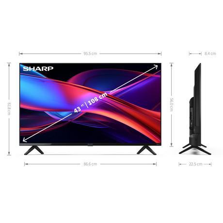 Sharp 2T-C43GD2225K 43 Inch LED Full HD Frameless Smart Roku TV 2024