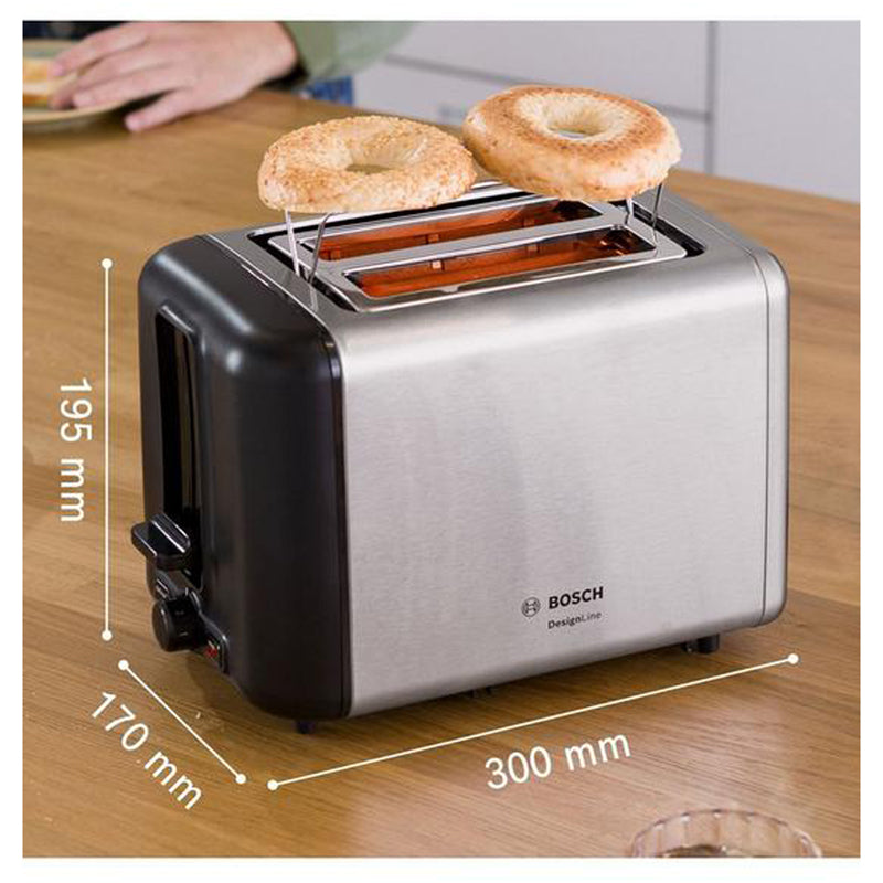 Bosch TAT3P420GB DesignLine 2 Slice Toaster Stainless Steel