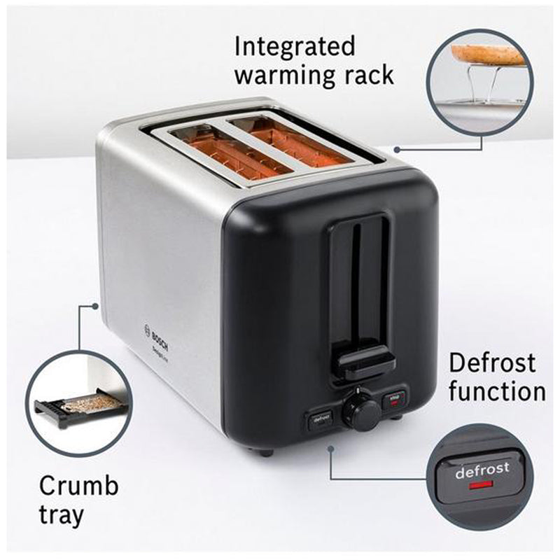 Bosch TAT3P420GB DesignLine 2 Slice Toaster Stainless Steel