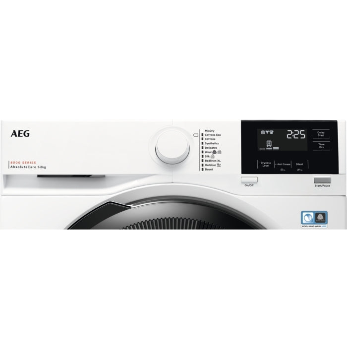 AEG TR818P4B Series 8000 AbsoluteCare 8Kg Heat Pump Tumble Dryer White