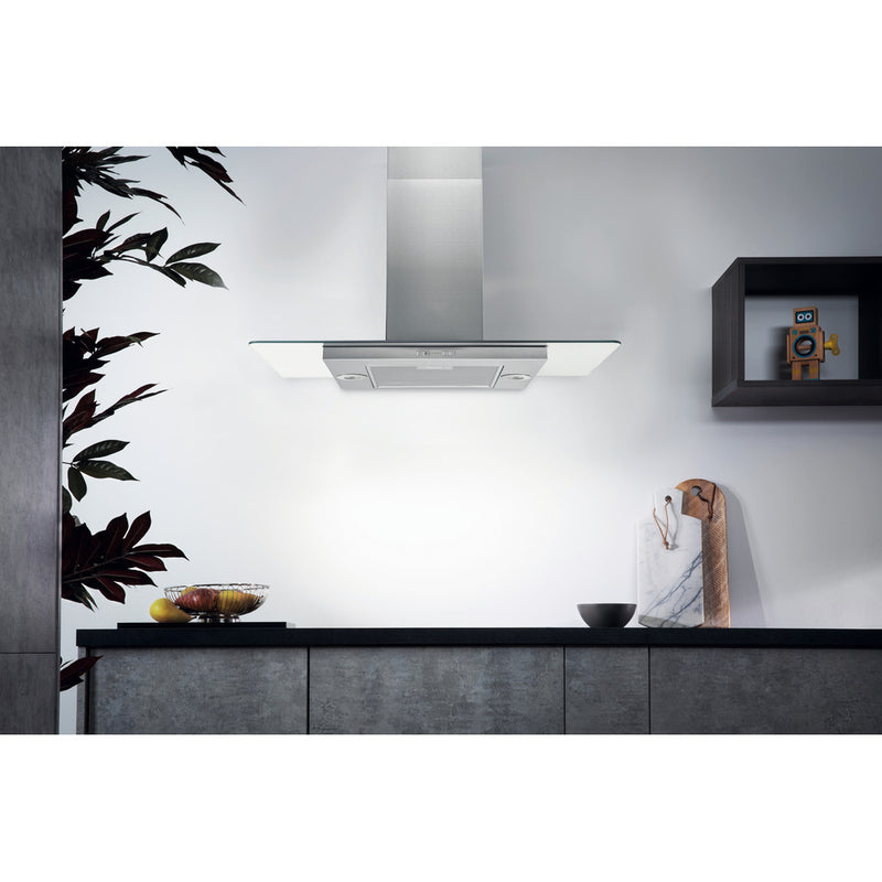 Hotpoint UIF93FLBX 60cm Wide Chimney Island Cooker Hood Stainless Steel