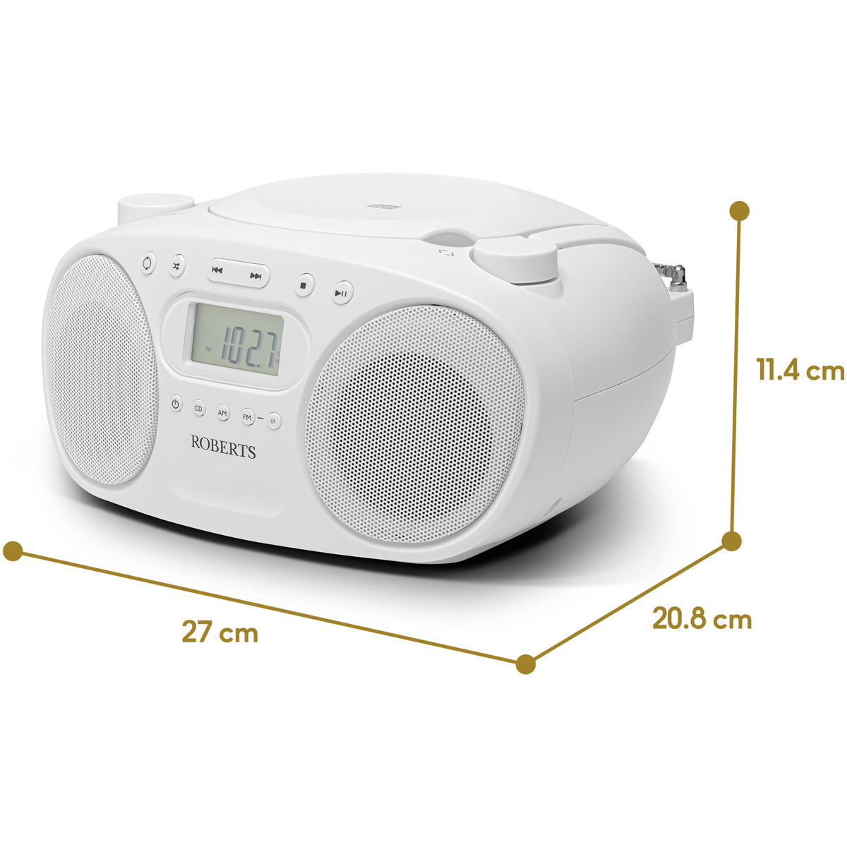 Roberts Zoombox FM Portable CD Player FM AM Radio White