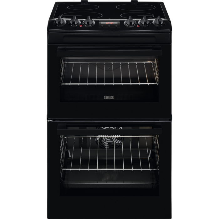 Zanussi ZCV46250BA Ceramic Electric Cooker with Double Oven Black