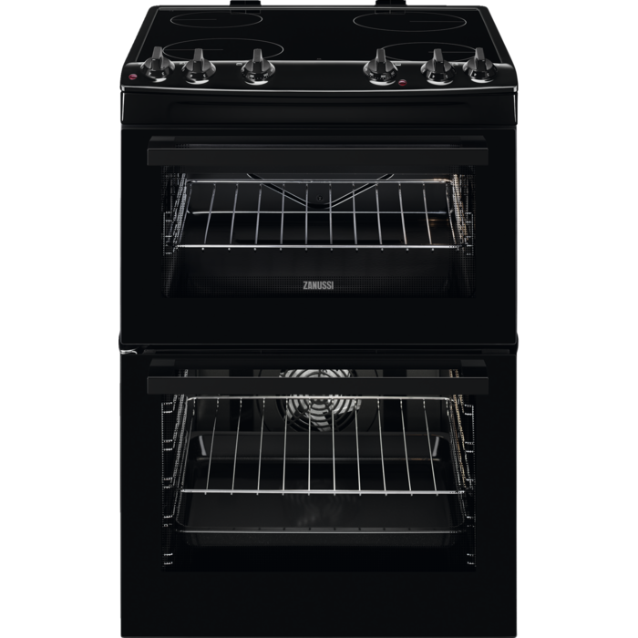 Zanussi ZCV66050BA Ceramic Electric Cooker with Double Oven Black