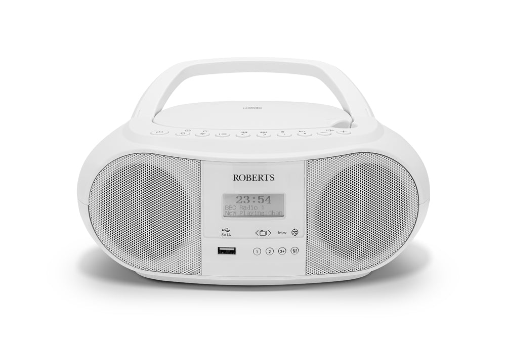 Roberts Zoombox 4 Portable CD Player DAB DAB+ FM RDS Bluetooth White