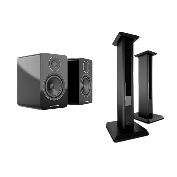 Acoustic Energy AE1 Active & Reference Speaker Stand Package – Piano Black - 200008983