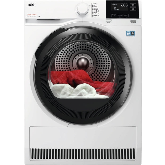 AEG TR819A4B Series 8000 AbsoluteCare Freestanding 9kg Heat Pump Tumble Dryer White