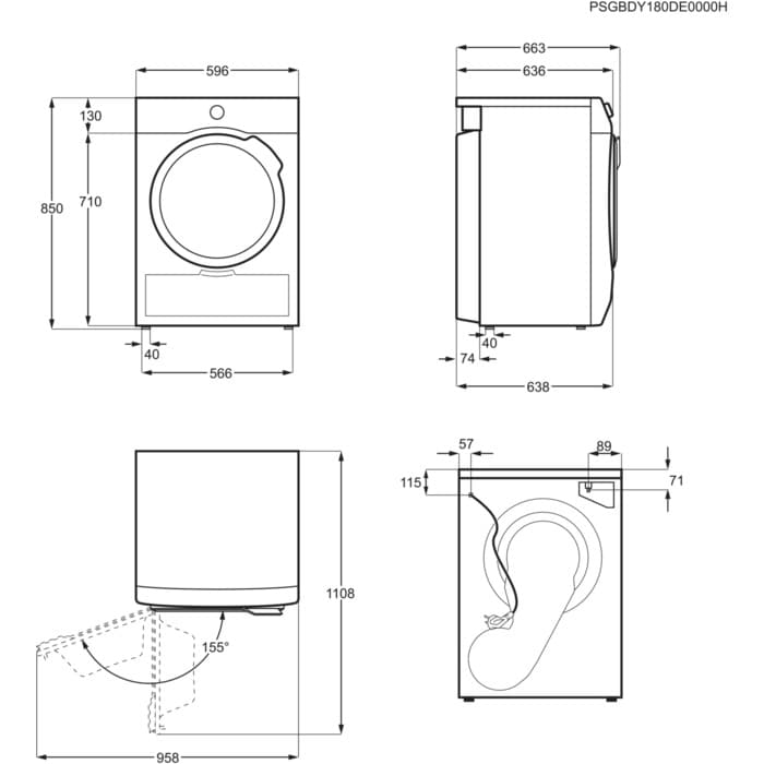 AEG TR959M6BC Series 9000 Freestanding 9kg Heat Pump Tumble Dryer White