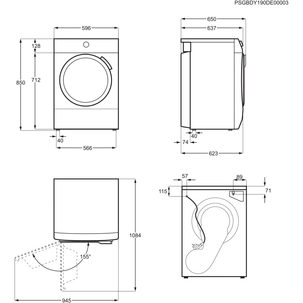 AEG TXH508A2R Series 5000 Freestanding 8kg Heat Pump Tumble Dryer