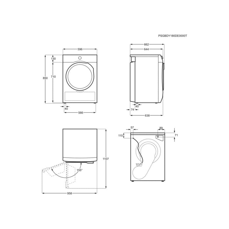 AEG TXH508A4R Series 5000 Freestanding 8kg Heat Pump Tumble Dryer White