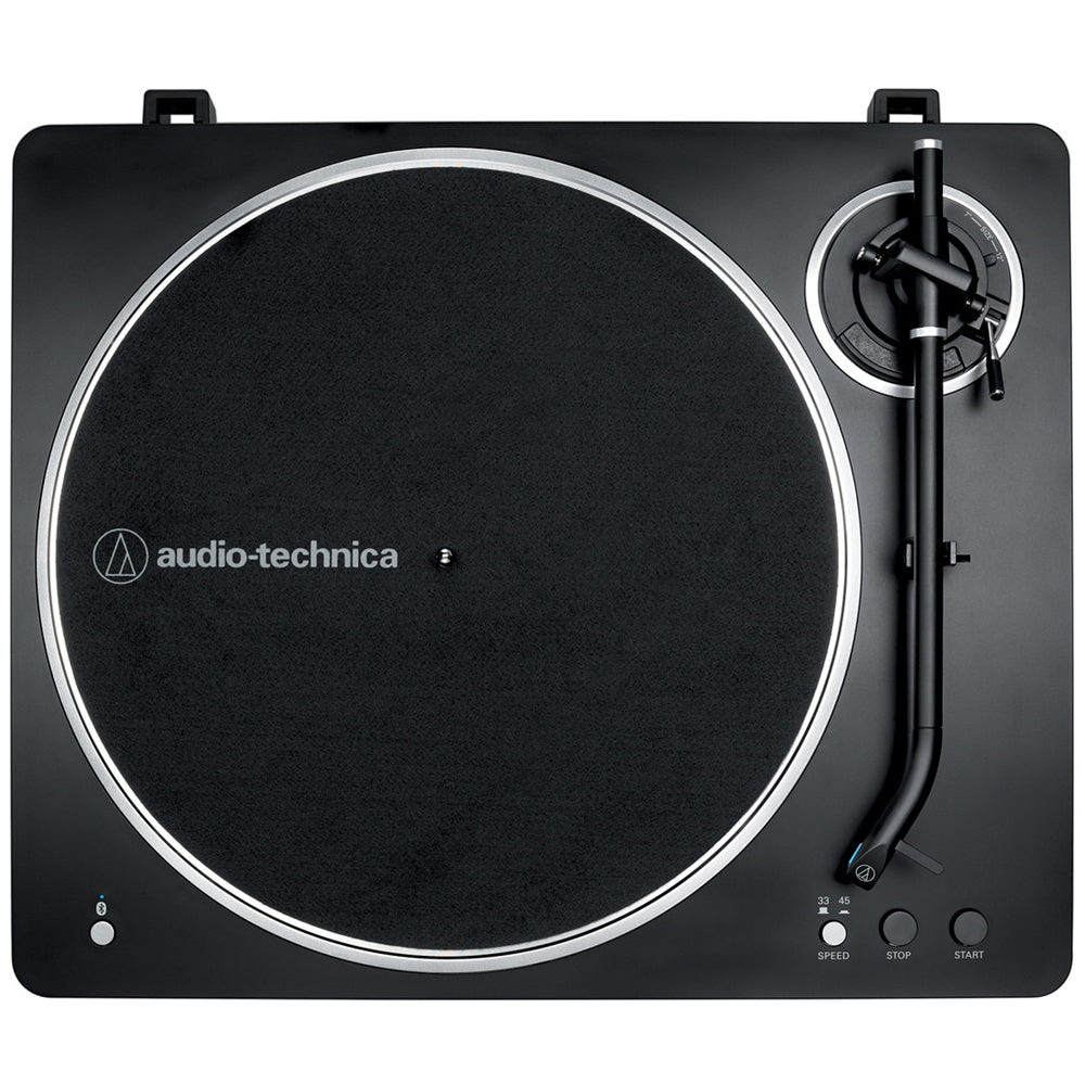 Audio Technica AT-LP70XBT Fully Automatic Bluetooth Wireless Turntable with Kanto YU4 140W Powered Bookshelf Speakers HiFi Package Black