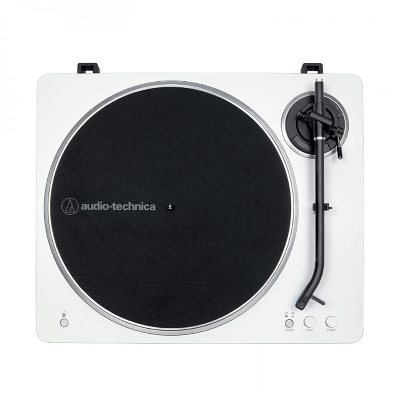 Audio Technica AT-LP70XBT Fully Automatic Bluetooth Wireless Turntable with Kanto ORA 100W Powered Reference Speakers HiFi Package White