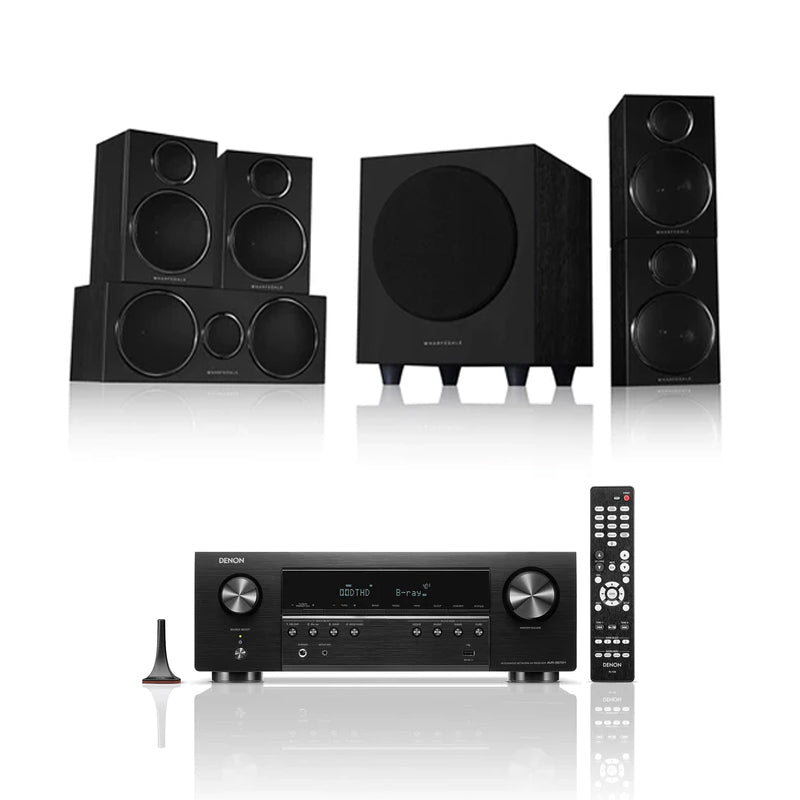 DENON AVRS670H 5.2 Ch AV Receiver With Wharfedale DX3 HCP 5.1 Speaker Package Black