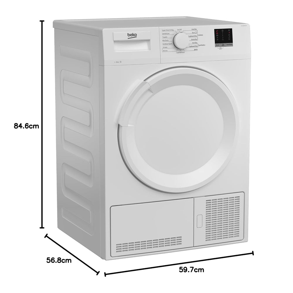 Beko DTLCE80051W 8kg Condenser Tumble Dryer with Sensor Programmes White