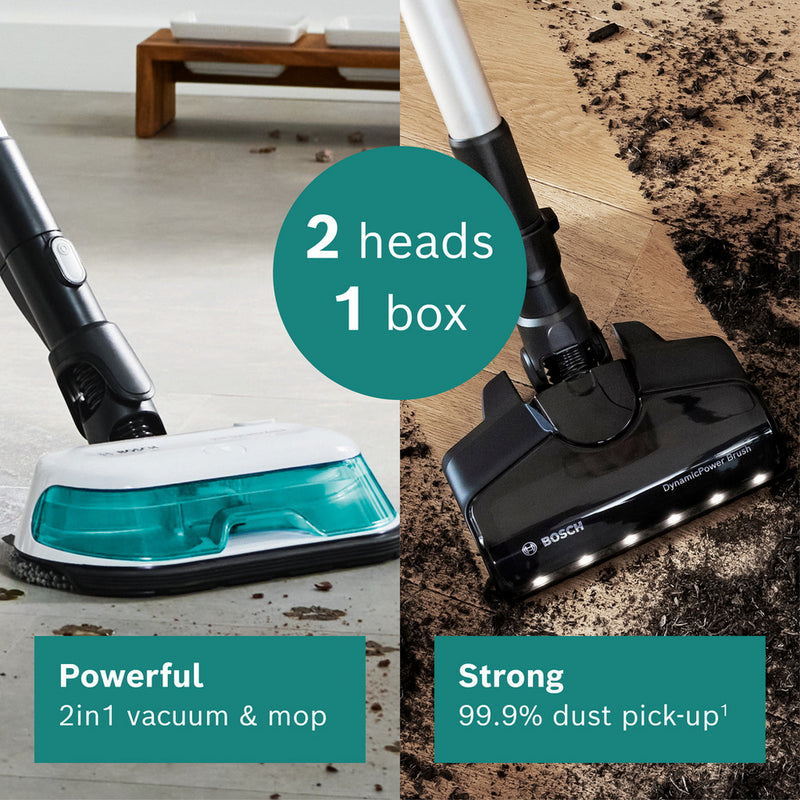 Bosch BCS71HYGGBKIT Cordless 2 in 1 Vacuum and Mop Unlimited 7 Aqua White Plus Additional Battery