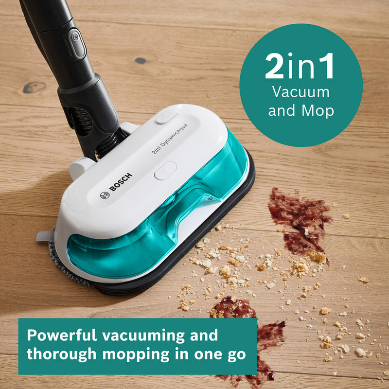 Bosch BCS71HYGGBKIT Cordless 2 in 1 Vacuum and Mop Unlimited 7 Aqua White Plus Additional Battery