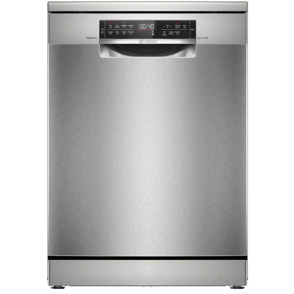 Bosch SMS6TCI01G Series 6 Freestanding 60cm Full Size Dishwasher with 14 Place Settings Silver Inox