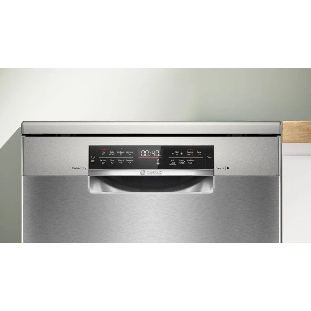 Bosch SMS6TCI01G Series 6 Freestanding 60cm Full Size Dishwasher with 14 Place Settings Silver Inox