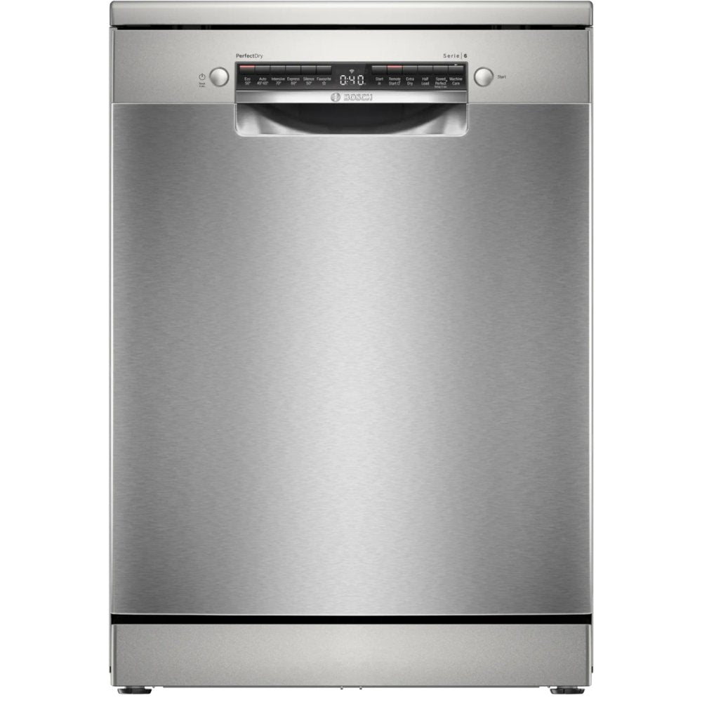 Bosch SMS6ZCI10G Series 6 Freestanding 60cm Full Size Dishwasher with 14 Place Settings Silver Inox