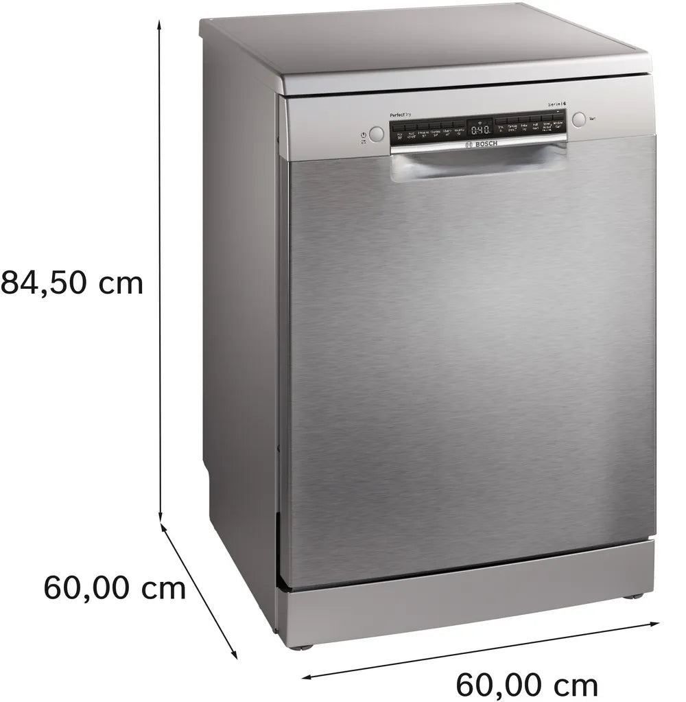 Bosch SMS6ZCI10G Series 6 Freestanding 60cm Full Size Dishwasher with 14 Place Settings Silver Inox