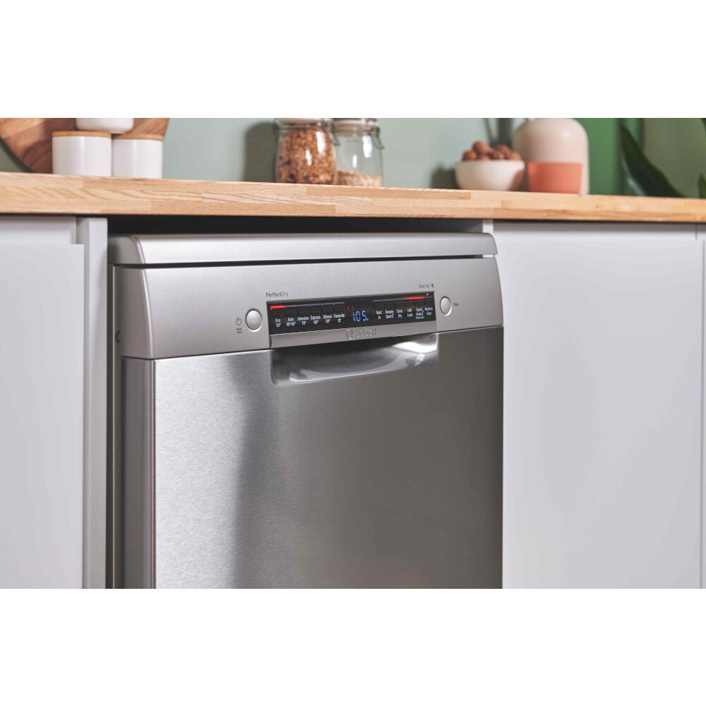 Bosch SMS6ZCI10G Series 6 Freestanding 60cm Full Size Dishwasher with 14 Place Settings Silver Inox