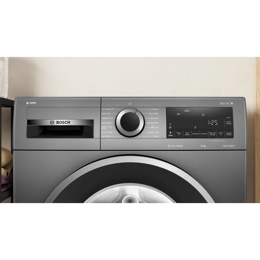 Bosch WGG244FCGB Series 6 i-Dos 9kg 1400 Spin Freestanding Front Loader Washing Machine Grey