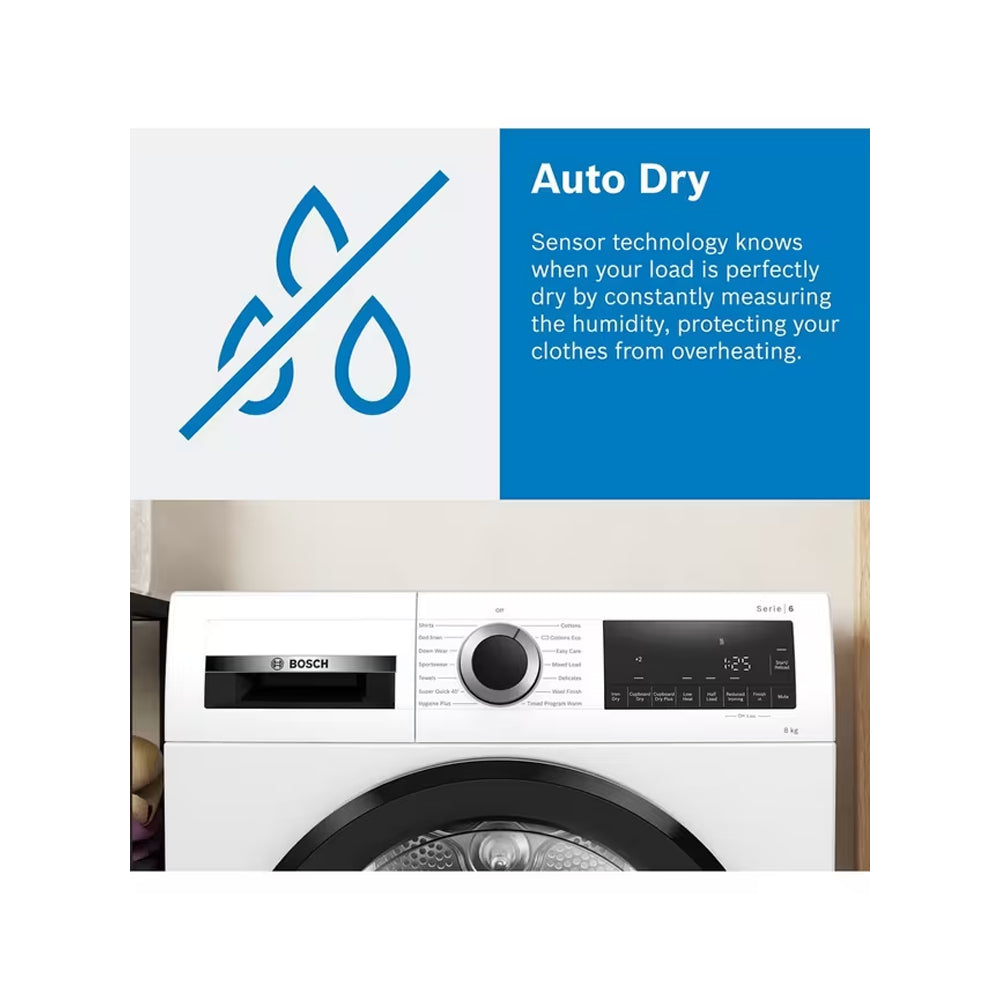 Bosch WPG23108GB Series 6 8kg Freestanding Condenser Tumble Dryer White