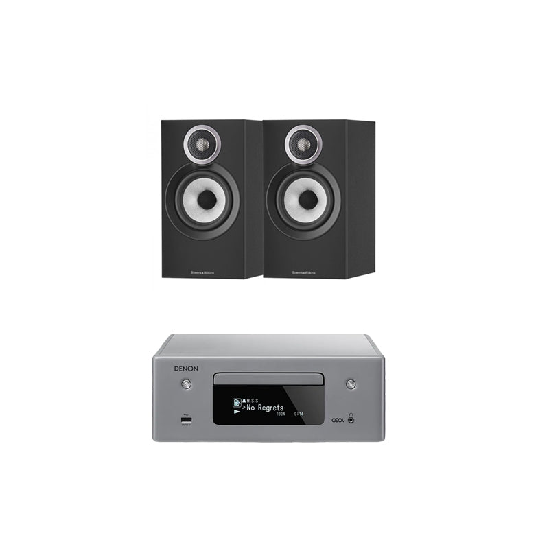 Denon CEOL N10 RCDN10 HiFi Network CD Receiver Grey with Bowers & Wilkins 607 S3 Speakers Black