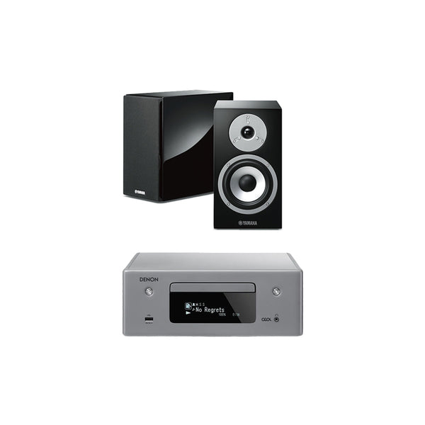 Denon CEOL N10 RCDN10 HiFi Network CD Receiver Grey with Yamaha NSBP401 Bookshelf Speakers Black