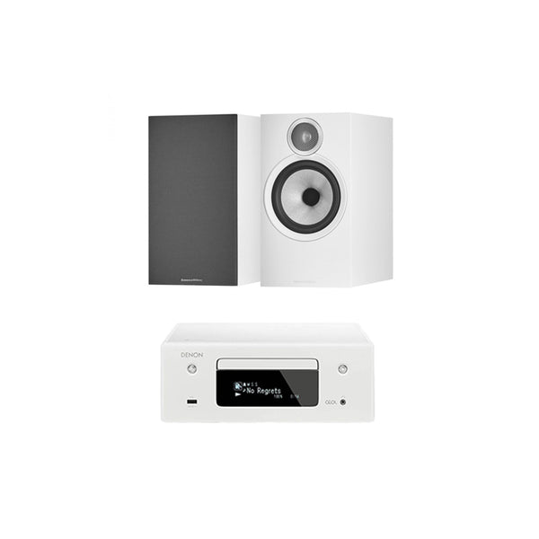 Denon CEOL N10 RCDN10 HiFi Network CD Receiver White with Bowers & Wilkins 606 S3 Speakers White