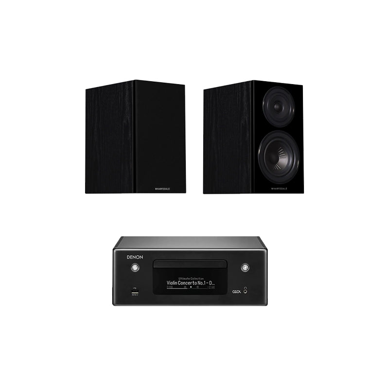 Denon CEOL N10 RCDN10 HiFi Network CD Receiver with Wharfedale Diamond 12.1 Bookshelf Speakers Black