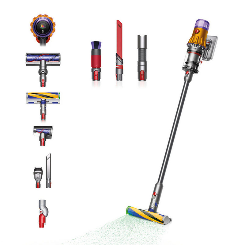 Dyson V12 Detect Slim Absolute Cordless Vacuum Cleaner with Cleaning Accessory Kit Yellow Nickel V12-2023KIT