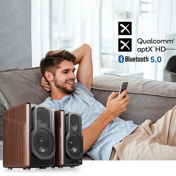 Edifier S2000MKIII Classic Hi-Res Bluetooth 5.0 Active Bookshelf Speakers Brown