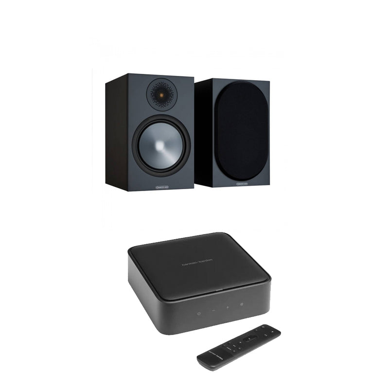 Harman Kardon Citation Amp with Monitor Audio Bronze 100 Bookshelf Speakers Package Black