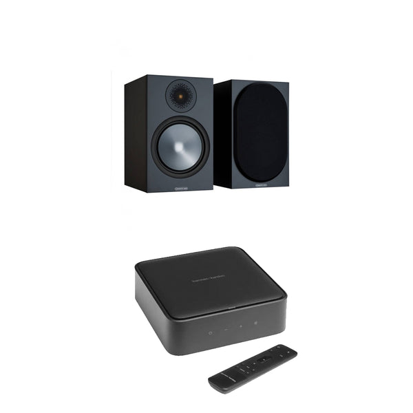 Harman Kardon Citation Amp with Monitor Audio Bronze 50 Bookshelf Speakers Package Black