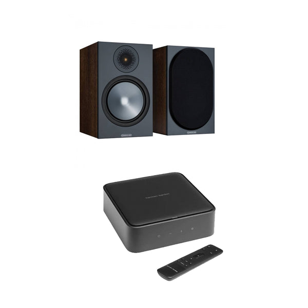 Harman Kardon Citation Amp with Monitor Audio Bronze 50 Bookshelf Speakers Walnut Package