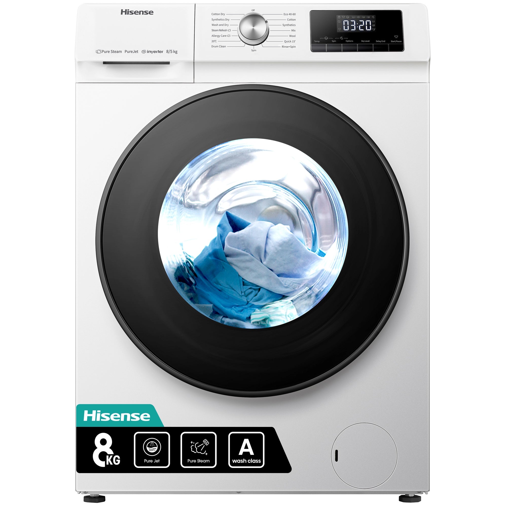 Hisense WDQA8014EVJM 8+5kg 1400 Spin Freestanding Front Loading Washer Dryer White